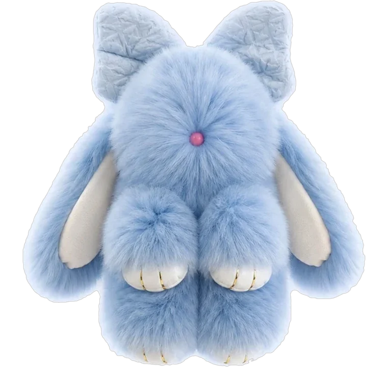 Bluebell, a cloud blue fluffy bunny keychain