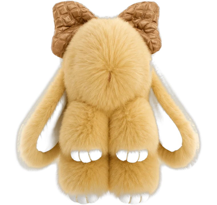 Caramel, a golden toast fluffy bunny keychain