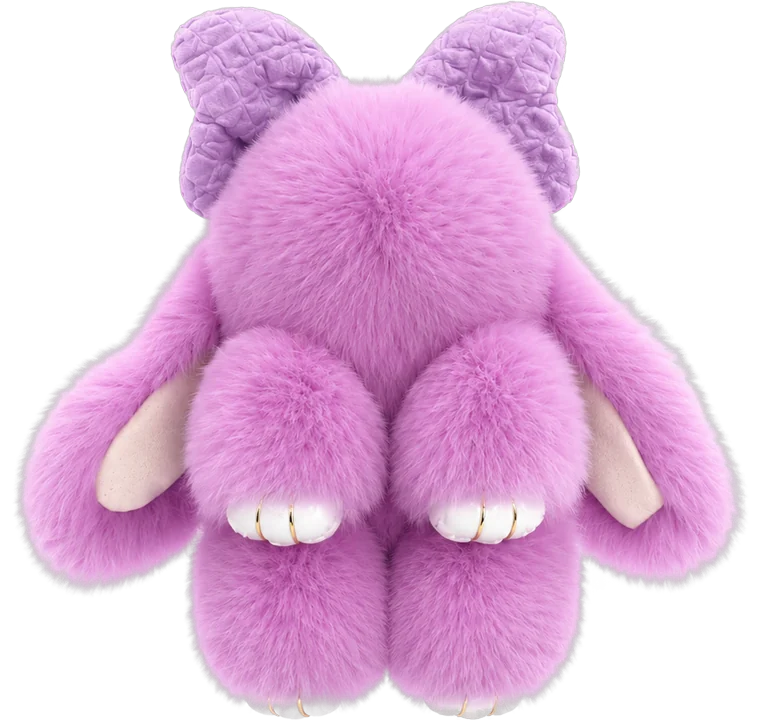 Purply, a violet fluffy bunny keychain