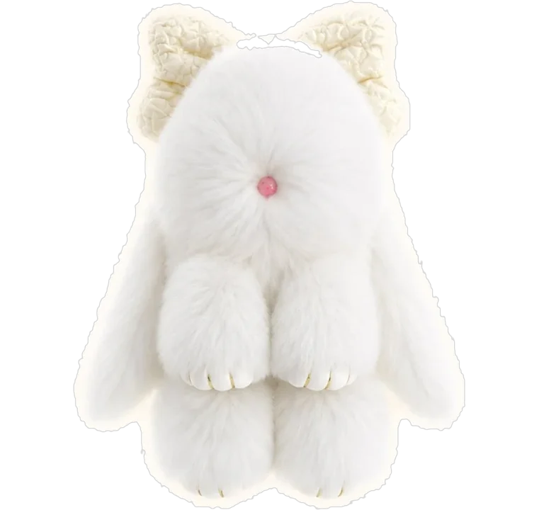Snowdrop, a snow white fluffy bunny keychain