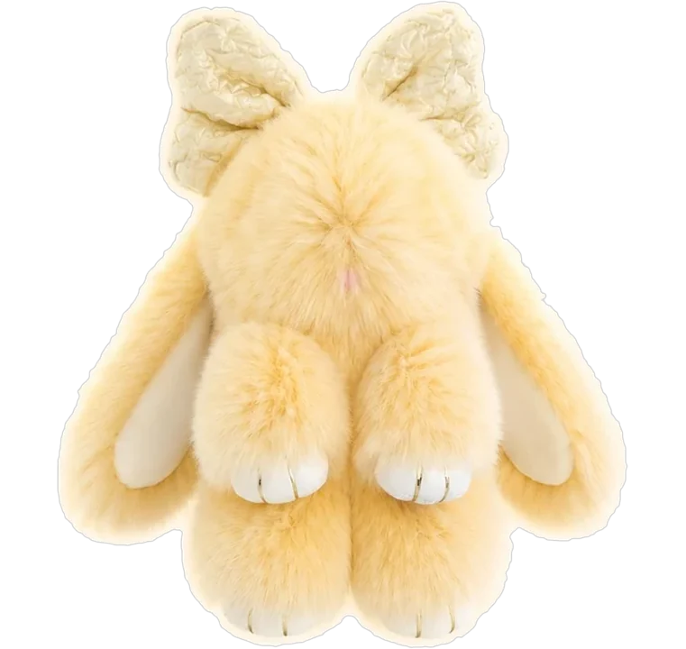 Sunny, a warm cream fluffy bunny keychain